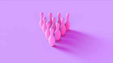 Pink Bowling Pins 3d illustration 3d rendering clipart