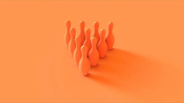 Orange  Bowling Pins 3d illustration 3d rendering