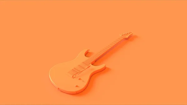 Pomarańczowa Gitara Elektryczna Ilustracja Renderowanie — Zdjęcie stockowe