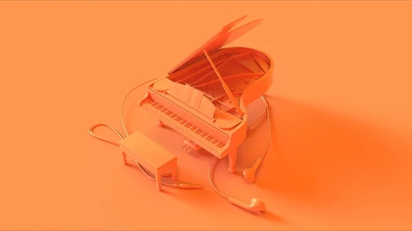 Turuncu Kuyruklu Piyano Kulaklıklar Illüstrasyon — Stok fotoğraf