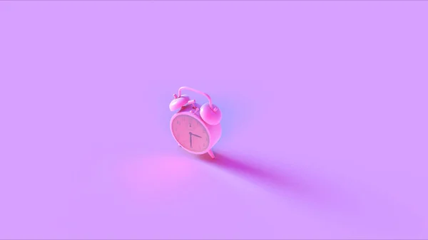 粉红色复古闹钟3D插图3D渲染 — 图库照片