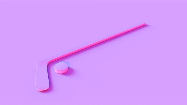 Pink Hockey Stick Puck Illustrazione Rendering — Foto Stock