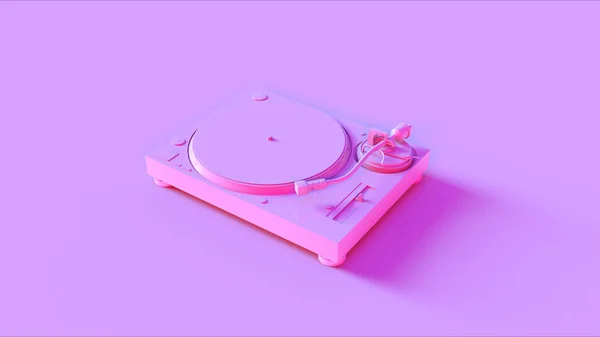 Pink Vintage Giratória Record Player Ilustração Renderização — Fotografia de Stock