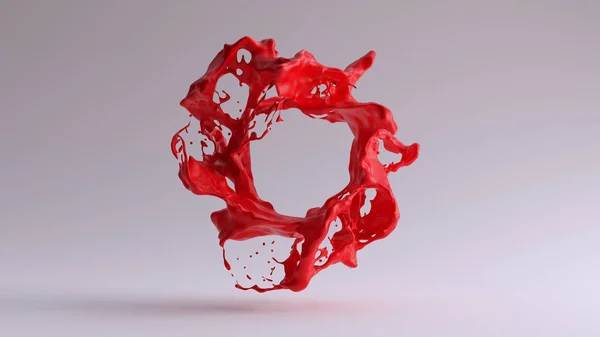 红色草莓果酱飞溅3D插图 — 图库照片