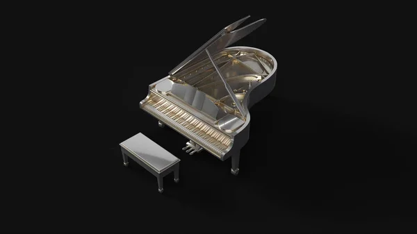 Plata Grand Piano Ilustración Renderizado —  Fotos de Stock