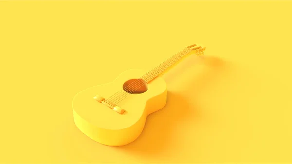 Yellow Acoustic Guitar Illustration Rendering — Stock Photo, Image