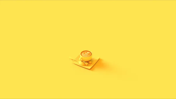 Cappuccino Amarelo Ilustração Renderização — Fotografia de Stock