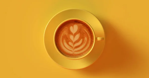 Yellow Coffee Cup Cappuccino 3d illustration