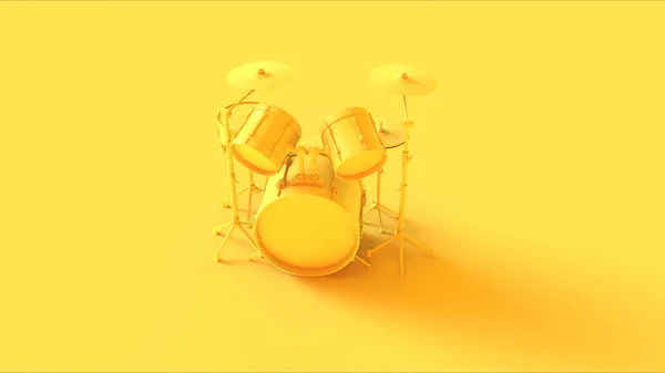 Žlutá Sada Bubnů Ilustrace Vykreslování — Stock fotografie