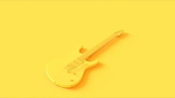 Chitarra Elettrica Gialla Illustrazione Rendering — Foto Stock