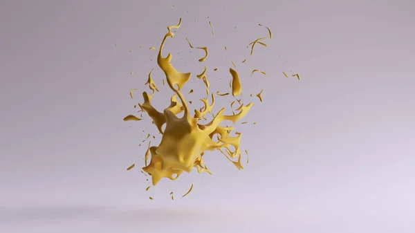 Κίτρινο Χρώμα Splash Απόδοση Εικόνα — Φωτογραφία Αρχείου