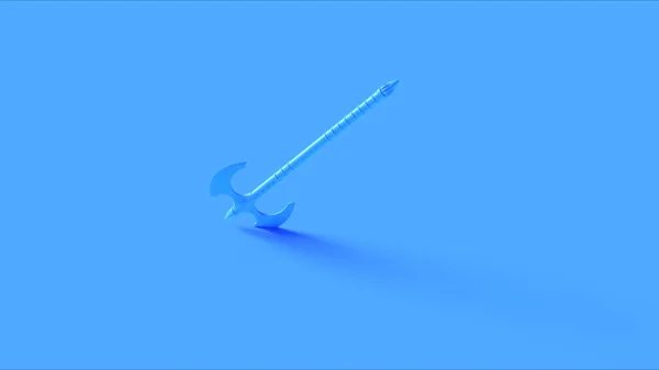 Azul Brilhante Battle Axe Ilustração Renderização — Fotografia de Stock