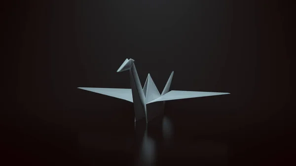 Bílý Origami Papírový Jeřáb Ilustrace Vykreslování — Stock fotografie