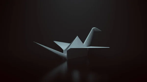 Weißes Origami Papier Kran Illustration Rendering — Stockfoto