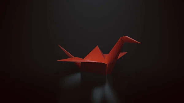 Kırmızı Origami Kağıt Vinç Illüstrasyon Render — Stok fotoğraf