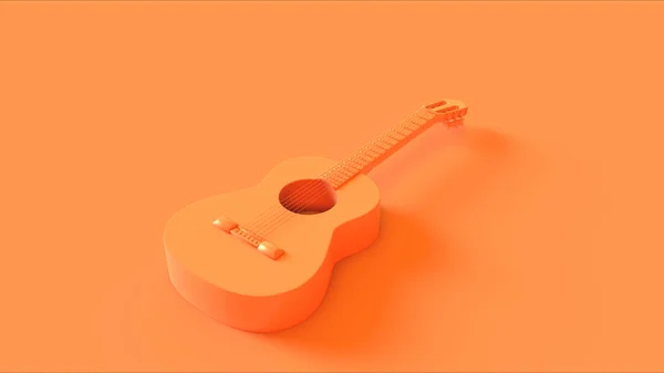 Orange Acoustic Guitar Illustration Rendering — Stock Photo, Image