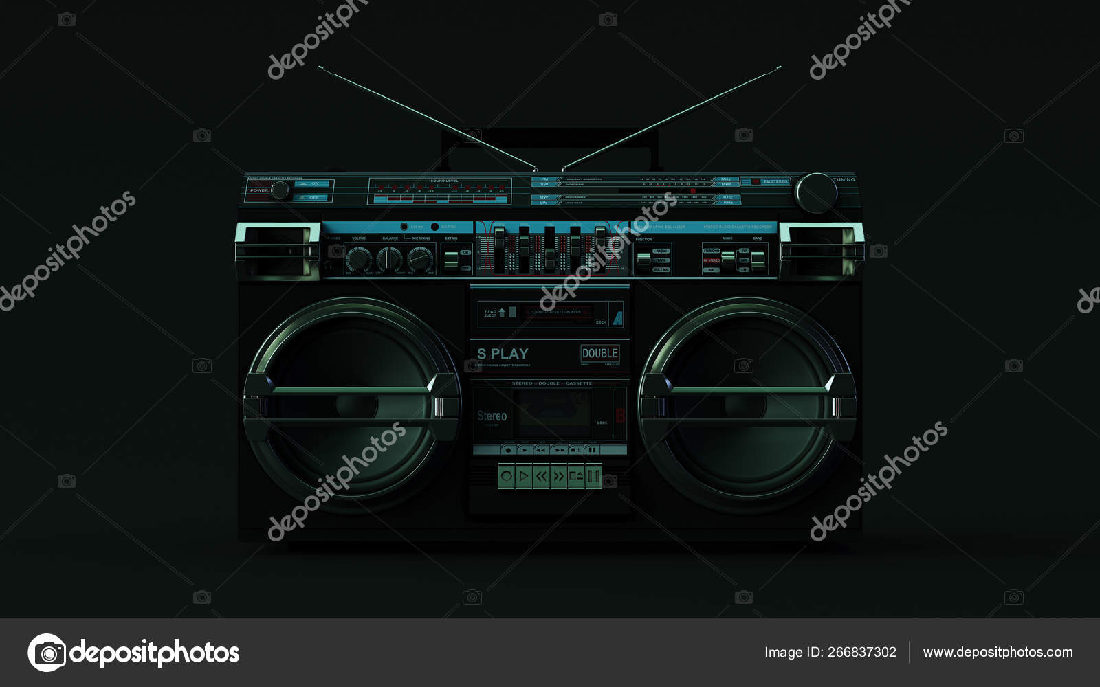 Boombox Moody 80S Lighting Illustration — Stock Photo © 80sChild 266837302