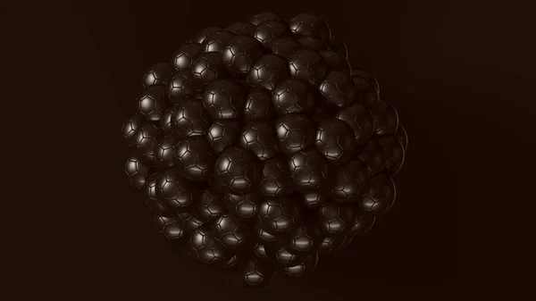 Black Footballs Formed into a Sphere 3d illustration