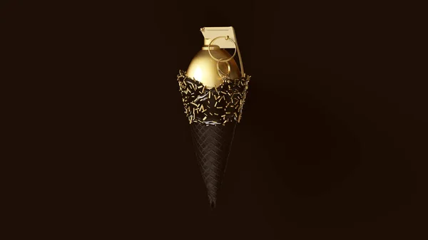 Crème Glacée Feuille Concept Grenade Avec Glaçage Noir Saupoudrer Diamant — Photo