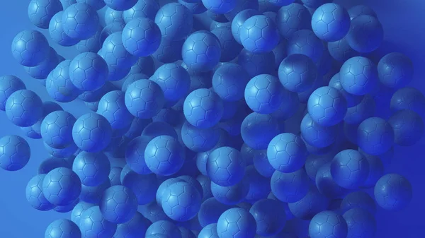 Balones Fútbol Azules Formados Una Esfera Ilustración — Foto de Stock