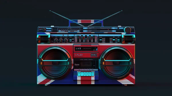 Boombox Met Vlag Moody 80S Verlichting Illustratie — Stockfoto