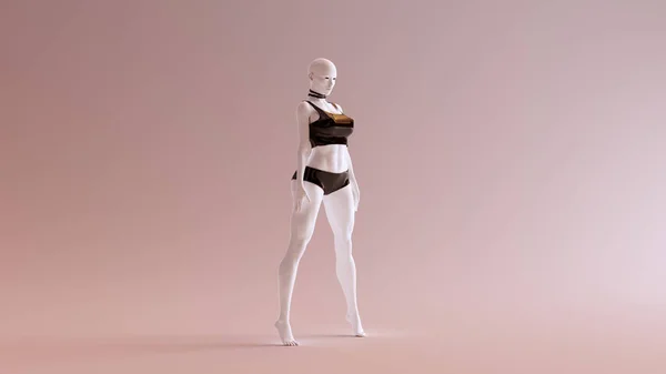 Sexy Witte Abstracte Vrouw Zwarte Shorts Tshirt Illustratie — Stockfoto