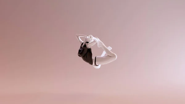 Увядающая Плавающая Сексуальная Белая Абстрактная Женщина Черном Плаще Рукавов — стоковое фото