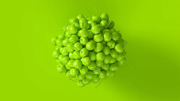 Cerejas Verdes Formadas Uma Ilustração Esfera — Fotografia de Stock