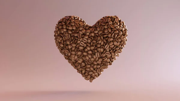 Grains Café Dans Une Forme Coeur Empilée Illustration Rendu — Photo