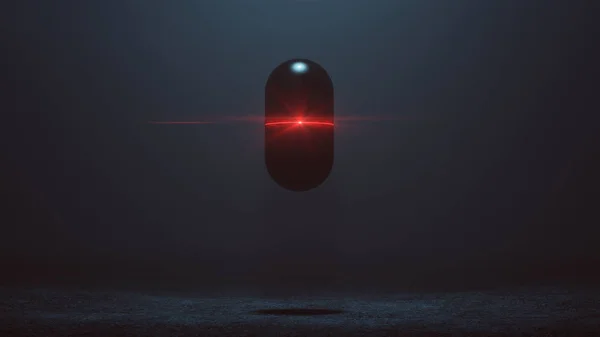 Fütüristik Soyut Alien Capsule Süper Bilgisayar Droid Parlayan Lens Flare — Stok fotoğraf