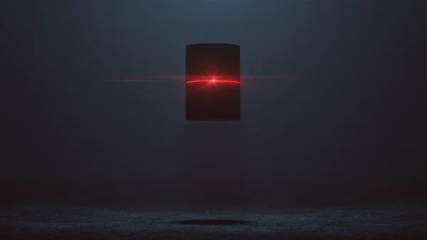 未来抽象外星人圆柱 超级计算机机器人与发光镜头 Flare — 图库照片