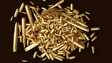 Gold Pile of Ammunition 3d illustration clipart