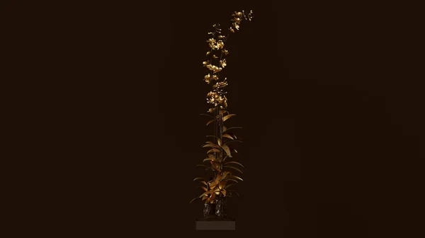 Gold flowers with Black Bamboo Plant 3d illustration