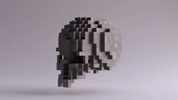 キューブ3Dイラストで作られた灰色の頭蓋骨 — ストック写真