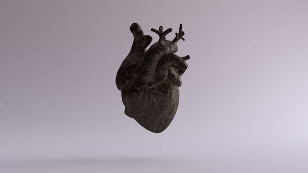 Old Dusty Iron Heart Anatomical 3d illustration 3d render