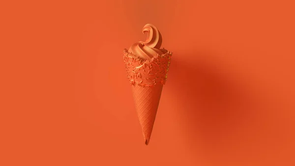 Arancione Ice Cream Cornet Swirl Illustrazione Rendering — Foto Stock