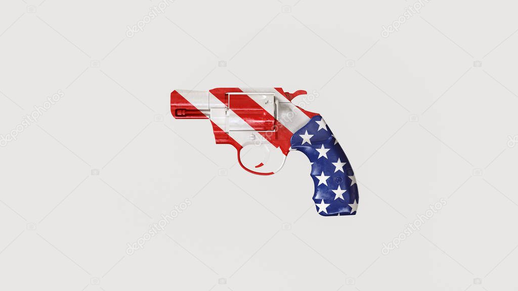 Small Snub Nosed Revolver with USA Flag Painted On 3d illustration 3d render 