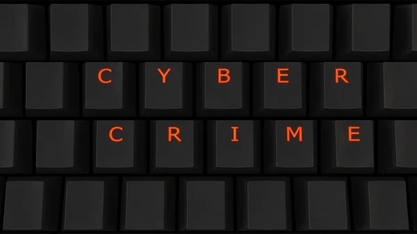 Close Illuminated Glowing Keys Black Keyboard Spelling Cyber Crime Illustration — Stock Photo, Image