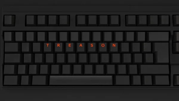 Close Illuminated Glowing Keys Black Keyboard Spelling Treason Illustration — Stock Photo, Image