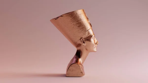 Busto Latão Egípcio Polido Nefertiti Ilustração — Fotografia de Stock