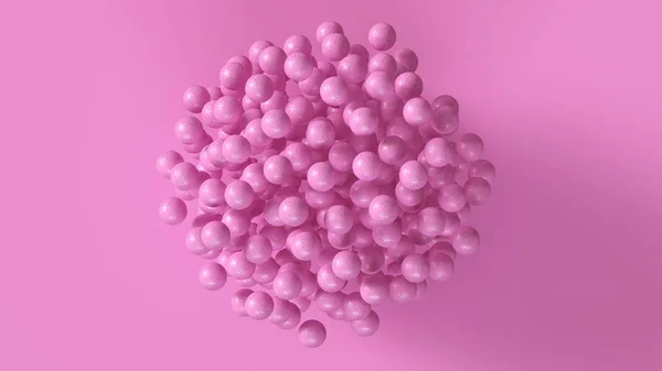粉红足球形成球体3D插图 — 图库照片