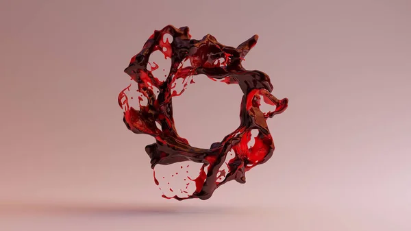 红色草莓果酱飞溅3D插图 — 图库照片