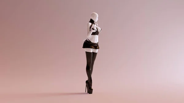 Sexy Bílá Abstraktní Žena Černém Ilustraci — Stock fotografie