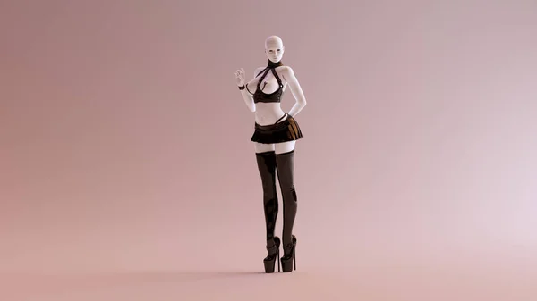 黒の3Dイラストでセクシーな白い抽象女性 — ストック写真