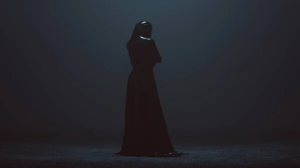Чорна Термоусадочна Обгорнута Футуристична Сукня Кутом Зору Абстрактний Демон Ілюстрація — стокове фото