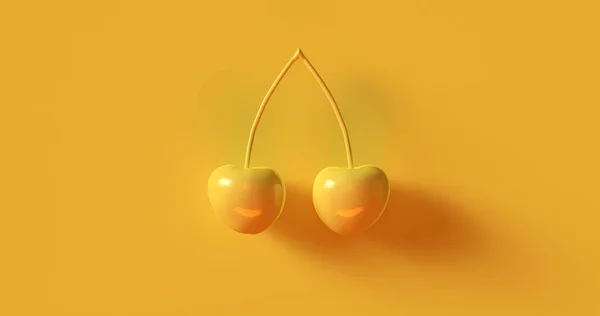 黄色樱桃3D插图 — 图库照片