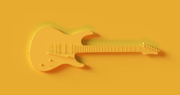 黄色电动吉他 3D插图 3D渲染 — 图库照片