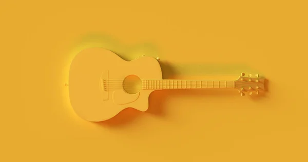 Yellow Acoustic Electric Guitar Illustration Rendering — Stock Photo, Image