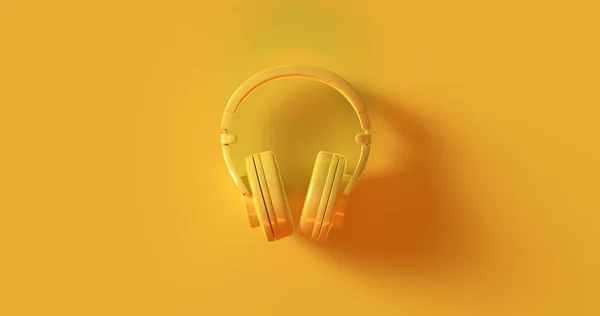 Yellow Modern Headphones Illustration — ストック写真