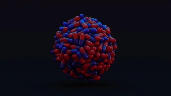 Píldoras Azules Rojas Formadas Una Ilustración Esfera — Foto de Stock